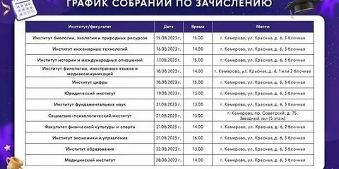 Кемгу расписание