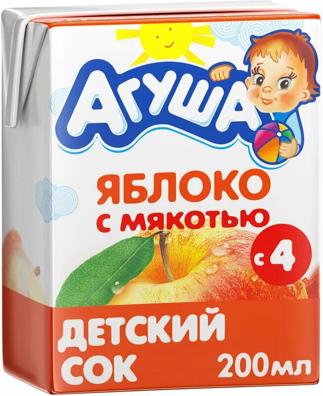 Мл мес. Сок агуша яблоко 200мл. агуша сок яблоко 0.2. сок агуша яблоко с мякотью. яблочный сок агуша с 4 месяцев.