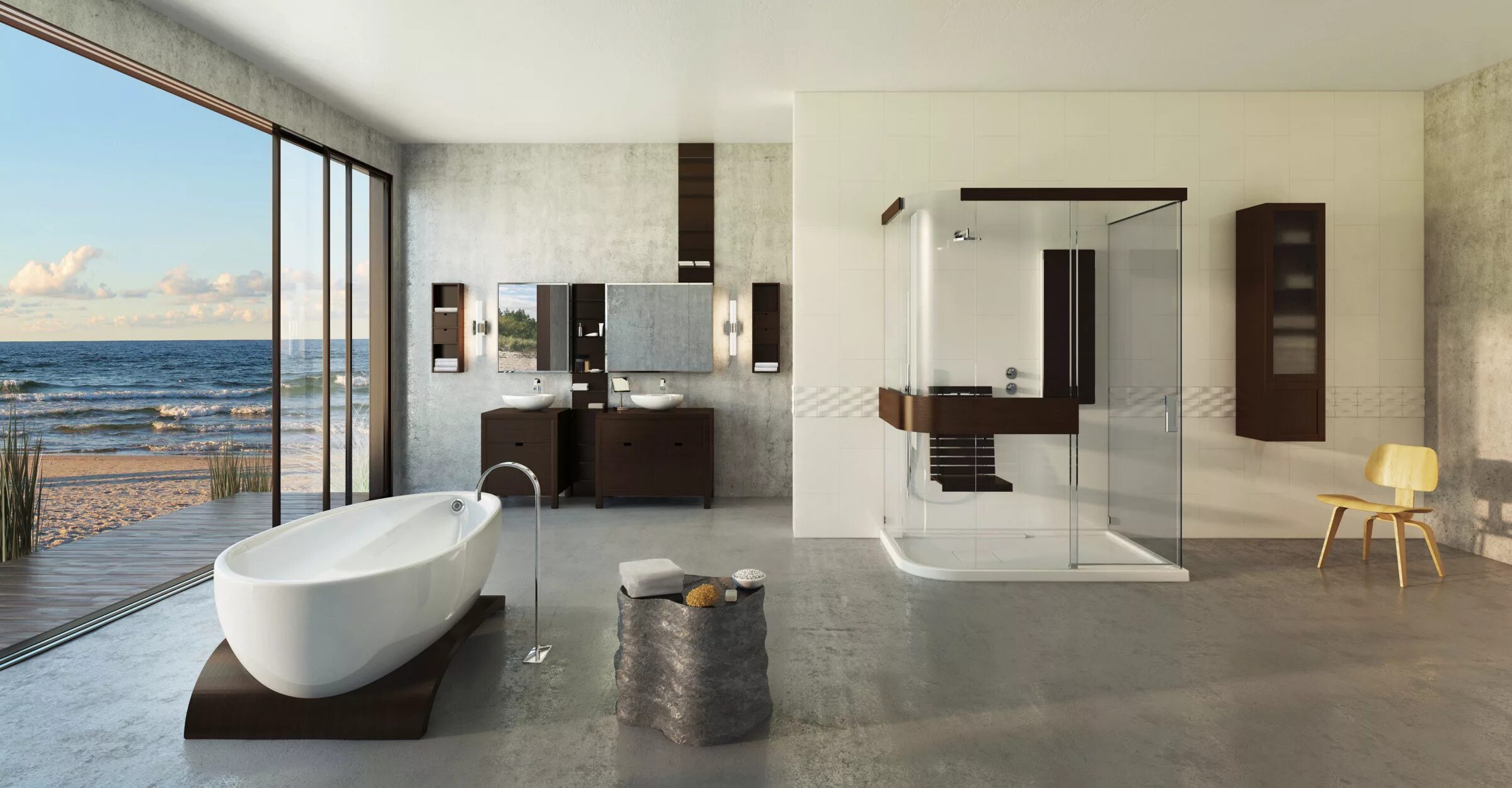 белоснежная ванная комната. огромные ванные комнаты. ванна в центре комнаты. ванна в центре комнаты. ванные комнаты с панорамным окном.