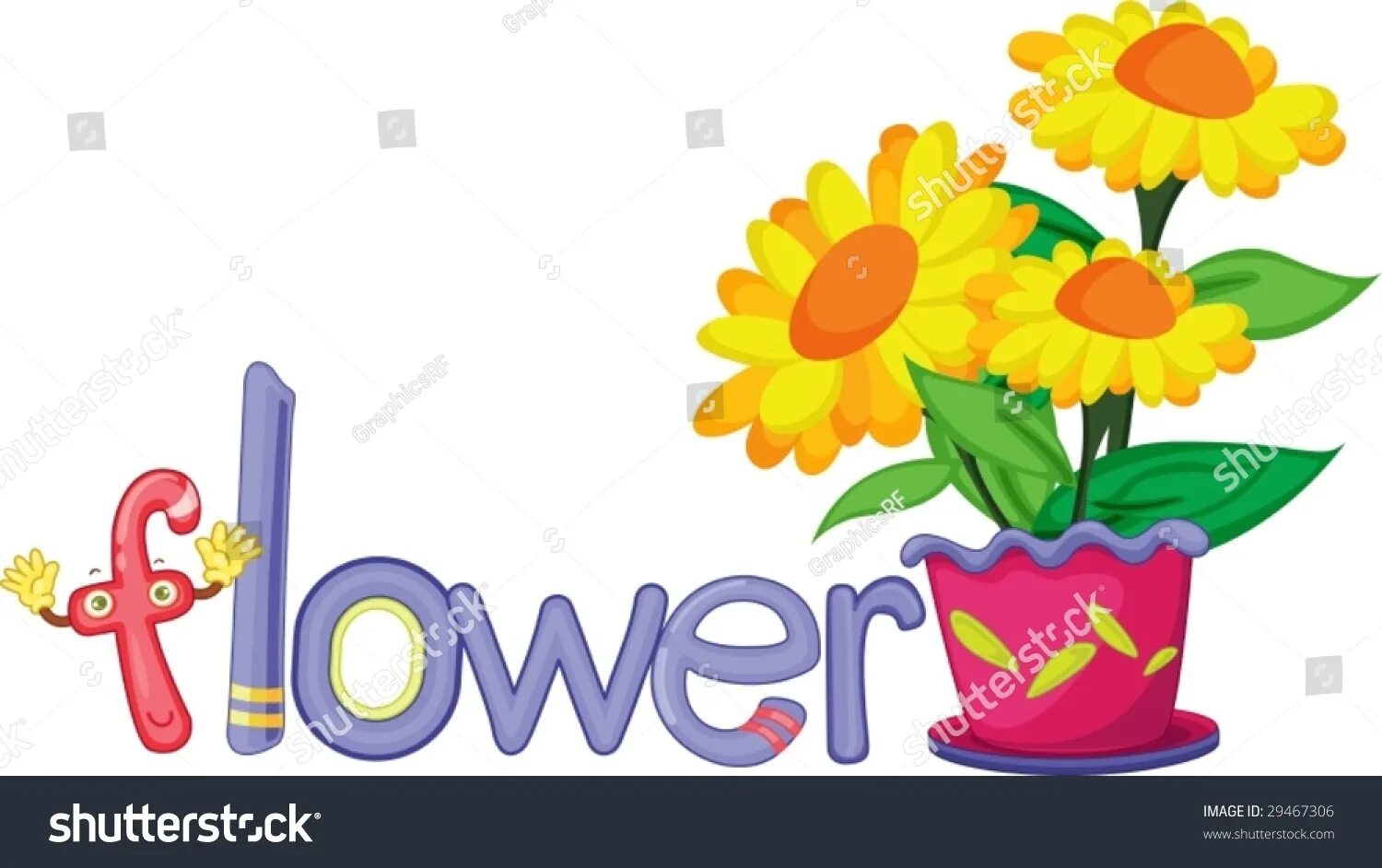 Английское слово flower. F for flower. f sound words flower.