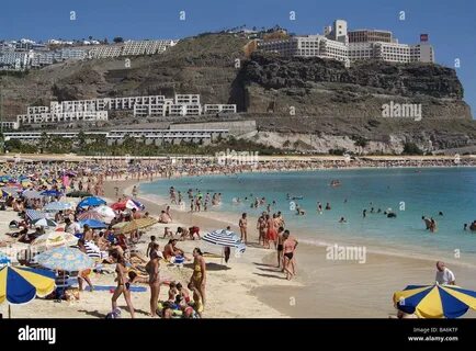 Canaries island grain Canaria Playa de Tauro tourists Atlantic swimmers rel...
