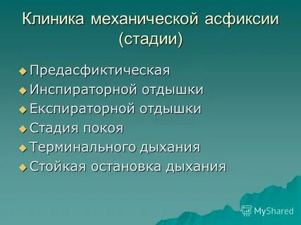 Этапы асфиксии