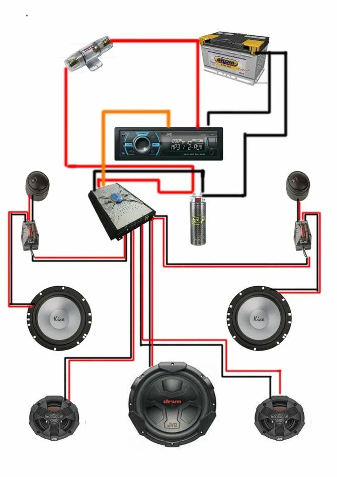 Схема подключения 4х канального усилителя. Схема подключения 4 динамиков усилителя и сабвуфера в авто. Как подключить 4 канальный усилитель с 4 динамиками. Схема подключения 4 динамиков на 4 канальный усилитель.