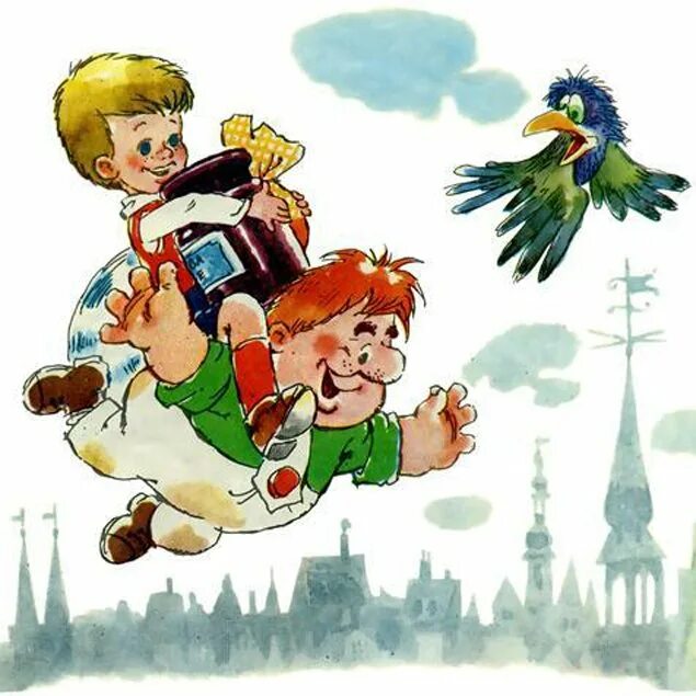 Летать картинки для детей. Линдгрен малыш и Карлсон иллюстрации. Иллюстрации к сказки Карлос который живет на крыше.