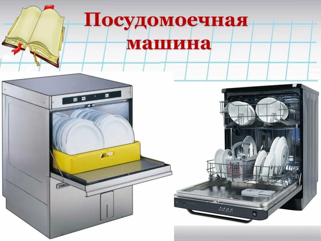 На рисунке изображены посудомоечная машина. Посудомоечная машина презентация. Посудомоечная машина в бытовые приборы. Распечатка посудомоечной машины. Посудомойка для презентации.