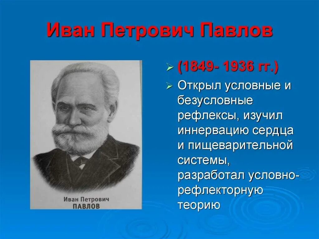 Сообщение о и п павлове. Сообщение о и п павлове