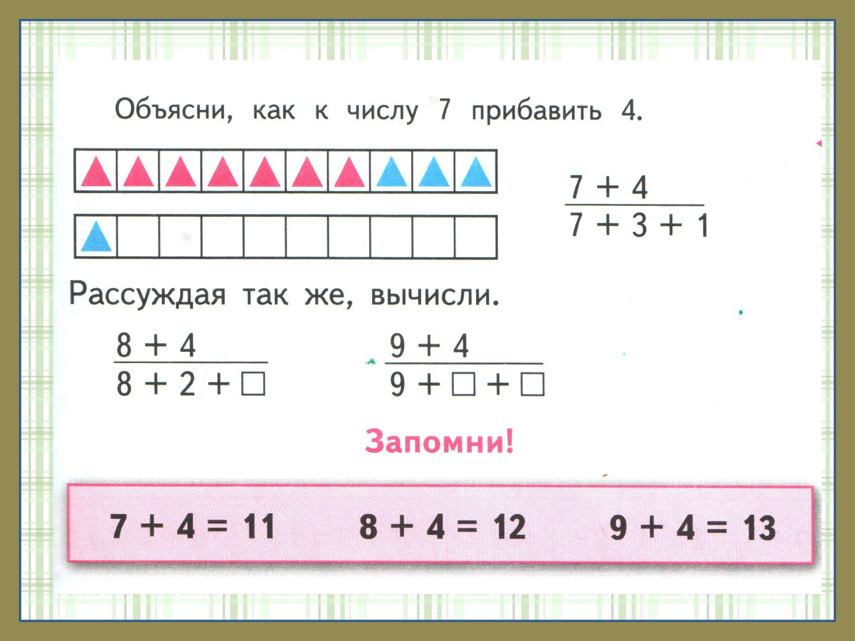 Сложение с переходом через десяток. Примеры с переходом через десяток.