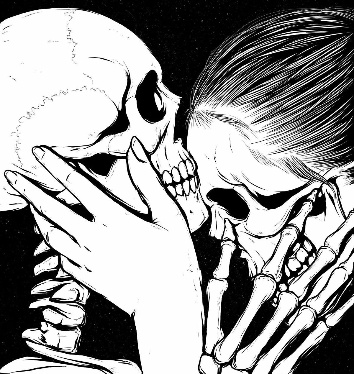 Поцелуй с черепом. Влюбленные скелеты.