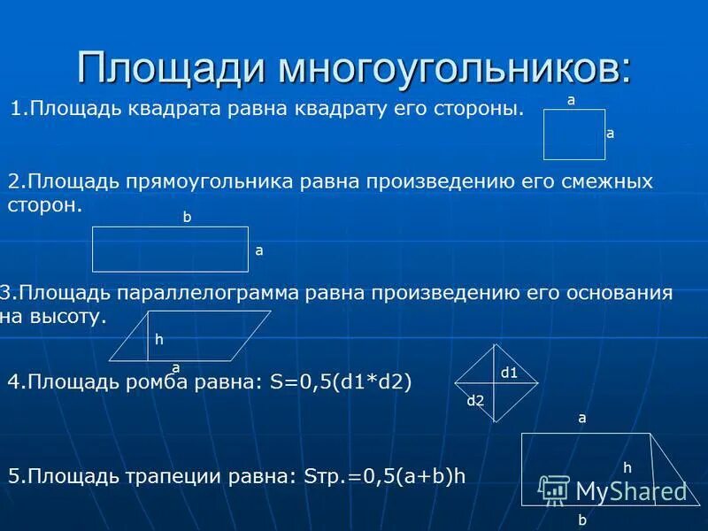 Квадрата равна произведению 2 его смежных сторон