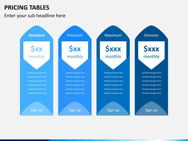 Макет pricing Table. Таблица в POWERPOINT. Pricing. Price Table красивое оформление для сайта.