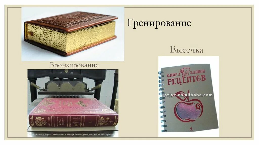 Обработка и отделка переплетных крышек. Закраска обреза книжного блока.