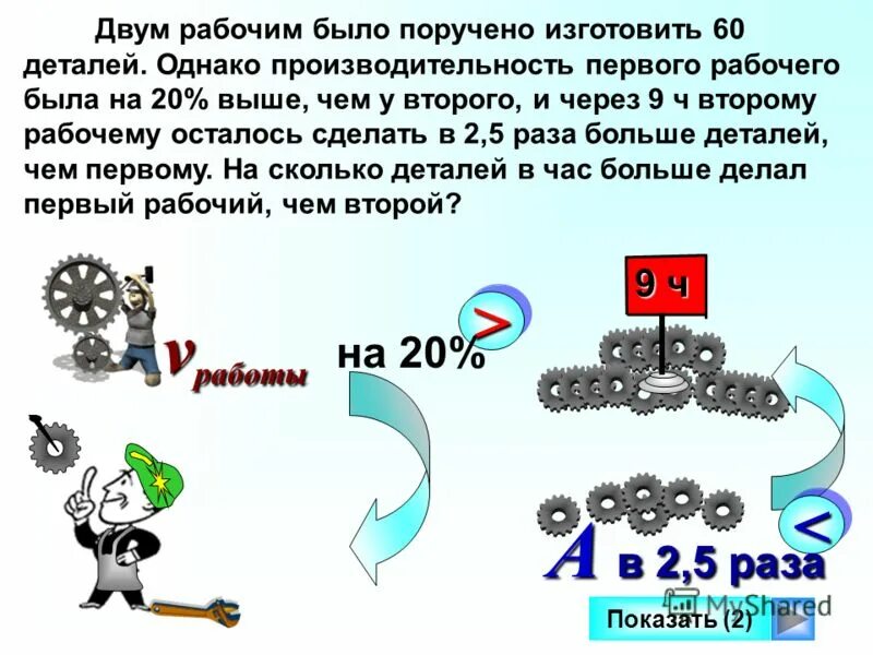 скорость совместной работы. двум рабочим было. задача сколько в час работник должен сделать. двум рабочим было. двум рабочим было.
