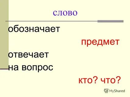 Слова обозначающие предмет отвечают на вопросы