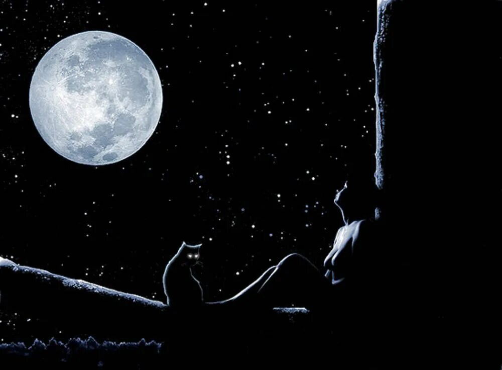 Луна иллюстрация. Ночь Луна. Луна и звезды. Одиночество в ночи. Спокойной ночи темные ночи