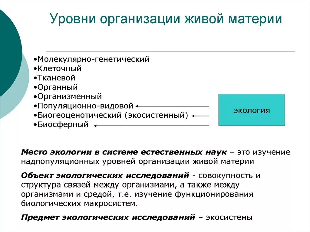 Экологический уровень организации