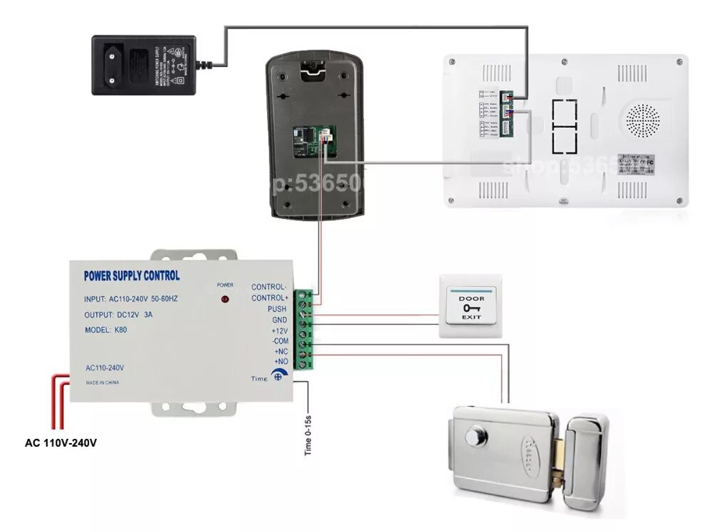 Power supply control. Power Supply Control схема подключения видеодомофона. K80 Power Supply Control электромеханический замок. Power Supply Control k80 схема подключения. Блок питания видеодомофонной системы.