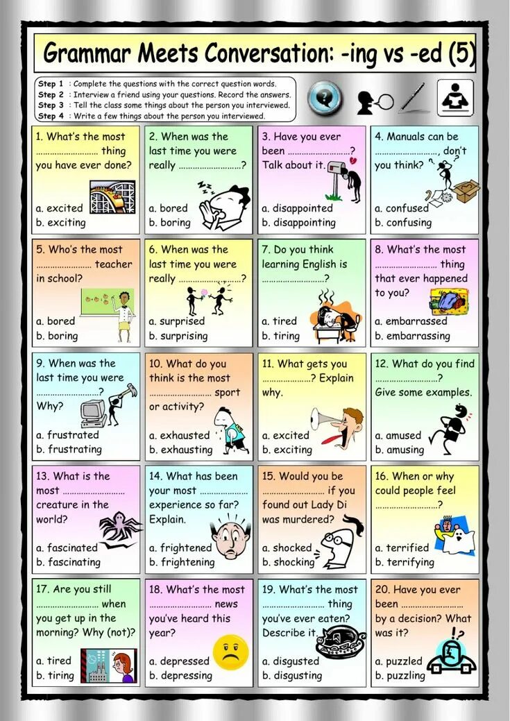 Participles worksheets. Ed ing adjectives speaking activity. прилагательные на ing. прилагательные ed ing в английском языке worksheets. английский прилагательные на ing и ed упражнения.