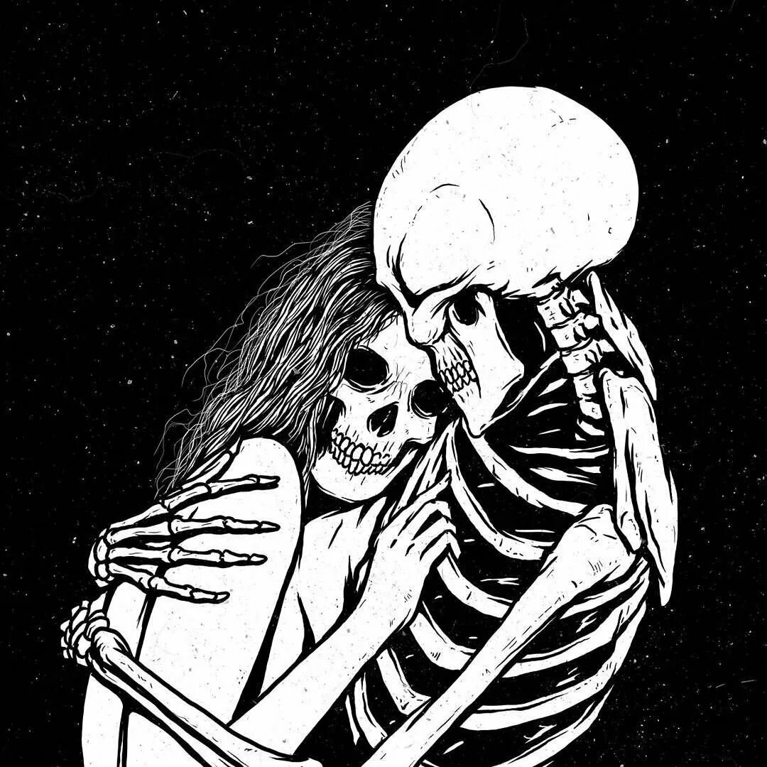 Скелеты любовь. Скелет обнимает.