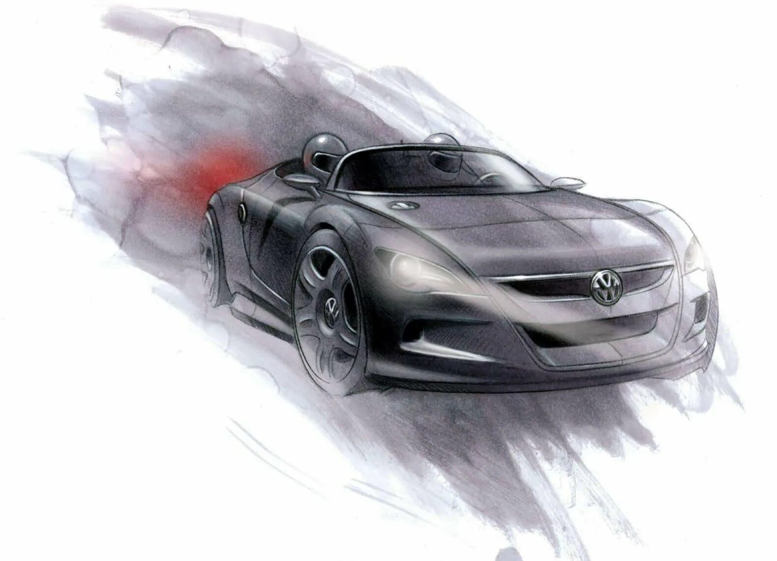 Volkswagen Concept r (2003). Автомобиль рисунок. Автомобиль карандашом. Рисуем машины.
