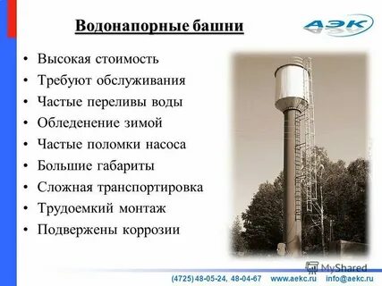Определите минимальную давление насоса водонапорной башни