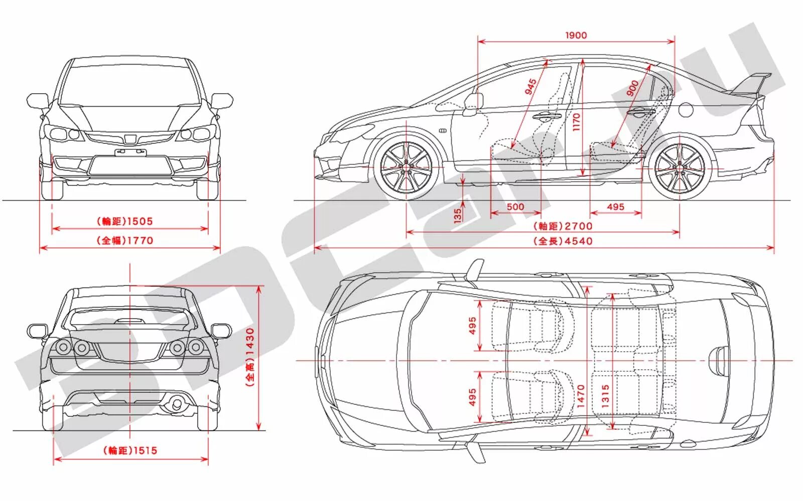 габариты хонда цивик 4д 2008. габариты хонда цивик 2008. размер хонда цивик 4 д. Honda civic 2007 седан ширина салона. чертежи honda civic eg6.
