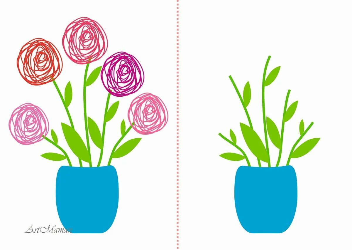 Аппликация цветы для мамочки. Рисование цветов для детей.