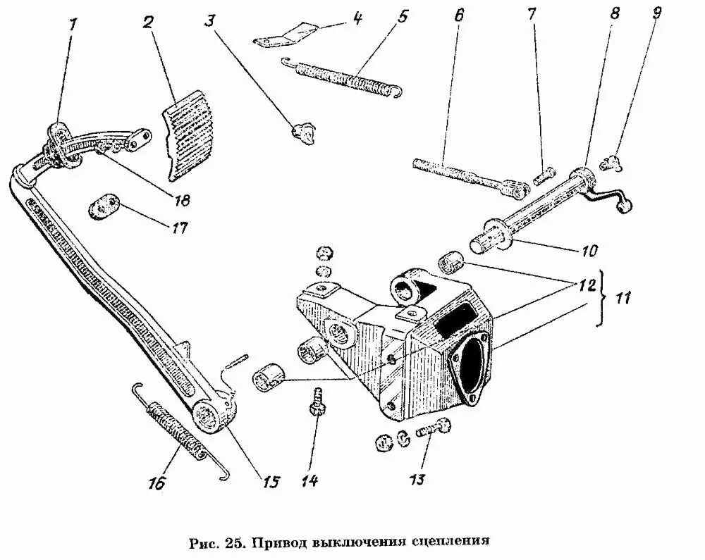 Тяга сцепления ГАЗ 53. Схема сцепления ГАЗ 53. Механизм сцепления ГАЗ 53. Привода педали ГАЗ-3307. Вилка привода сцепления