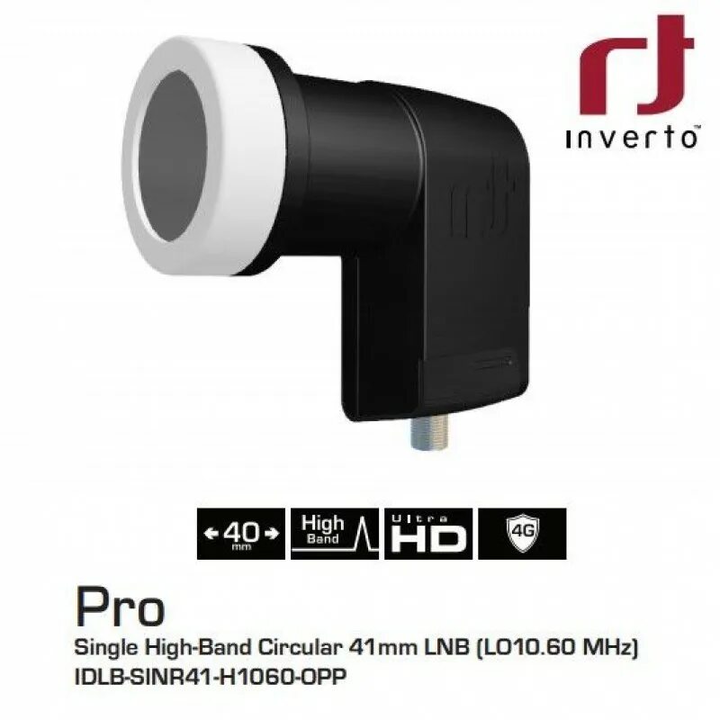 Конвертер Inverto Pro Single High-Band circular 40 mm LNB (lo 10.75 GHZ). Pro Single High-Band circular 40mm LNB. Single circular LNB Inverto Pro. Inverto IDLR-twinr40-h1075-opp Twin High-Band circular 40mm LNB.