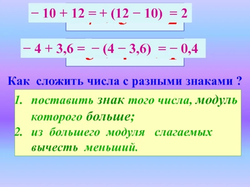 Произведение двух чисел с разными знаками. Сложение чисел с разными знаками. Сложить числа с разными знаками. Сложение чисел с разными знаками 6 класс. Как складывать числа с разными знаками.