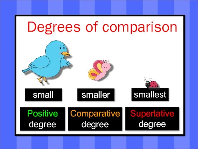 Compare animals. Degrees of Comparison of adjectives. Degrees of Comparison для детей. Small Comparative and Superlative. Degrees of Comparison in adjectives.