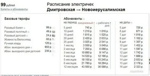 Расписание электричек на месяц