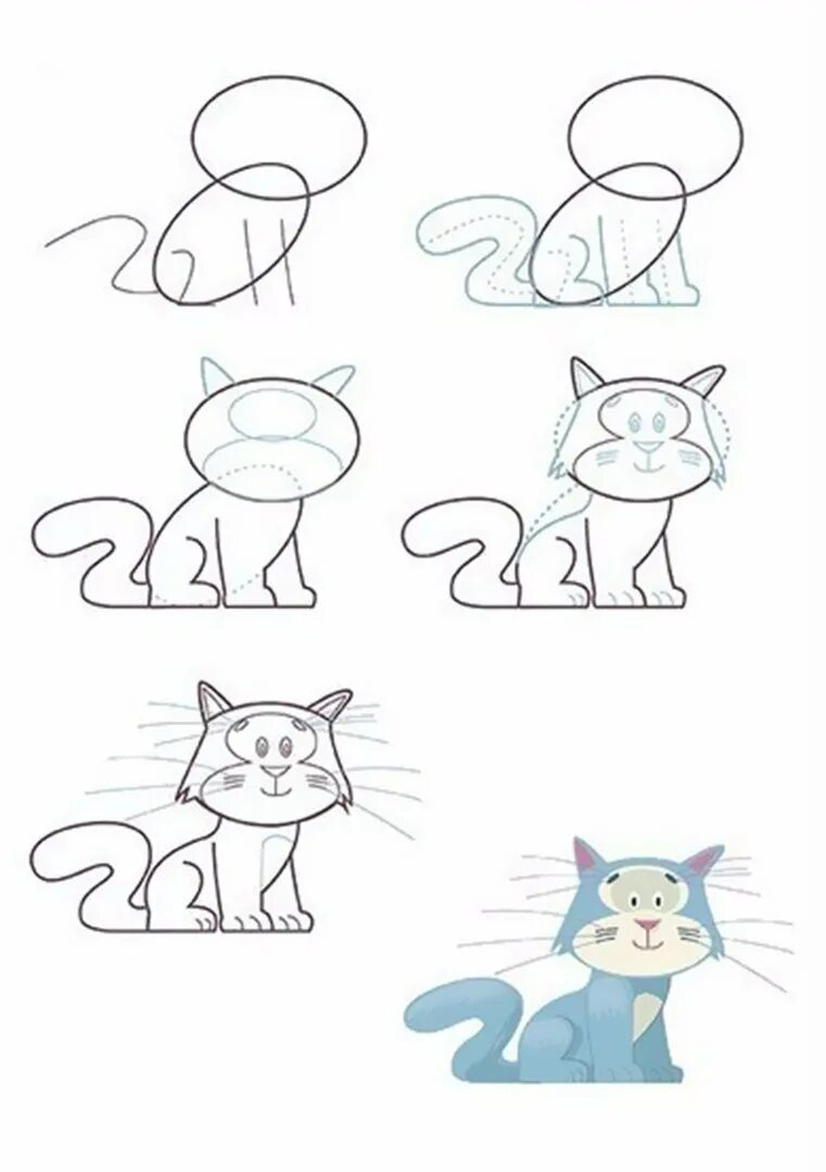 Рисуем кота с детьми. Пошаговые уроки рисования для детей. Нарисовать кошку. Схема рисования кошки. Поэтапное рисование кота для детей.