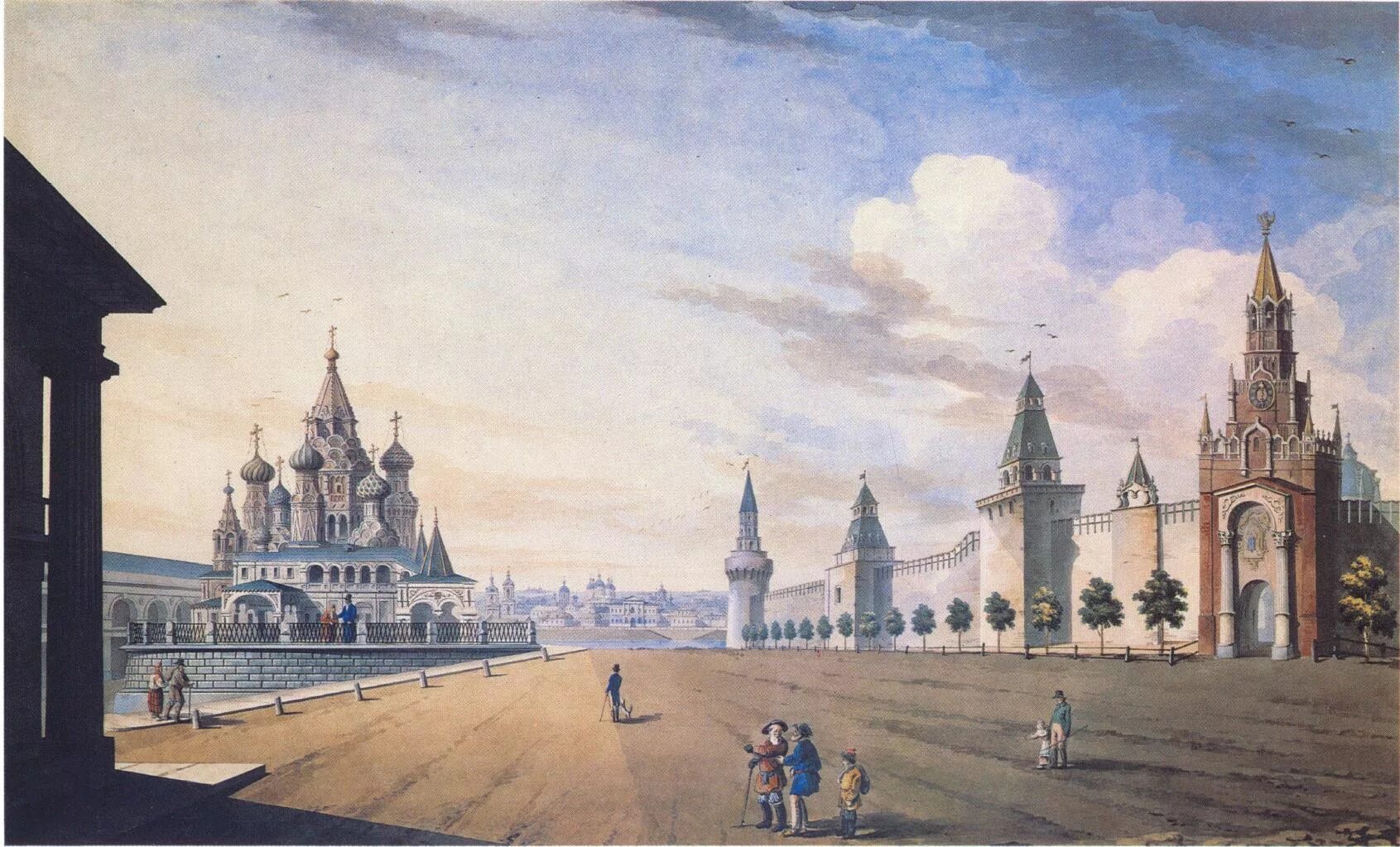 Изменение площади москвы. «вид красной площади в москве» жерара делабарта. «вид красной площади.москва» луи жюль арну. красная площадь 1820. московский кремль в прошлом.