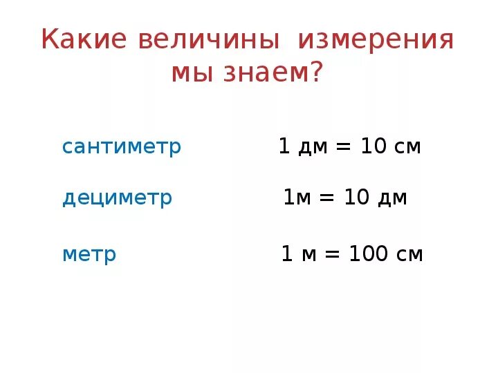 Сколько равно 10 сантиметров. 1 Метр. Единицы площади 4 класс презентация школа России. Величины сантиметры дециметры. Что больше метр или дециметр.