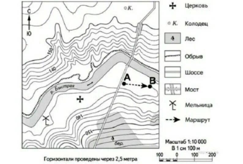 В каком направлении от колодца находится мост. Задание 3 выполняется с использованием топографической карты. Какова протяженность проложенного на карте маршрута а-в. Задания по топографической карте. Фрагмент топографической карты.