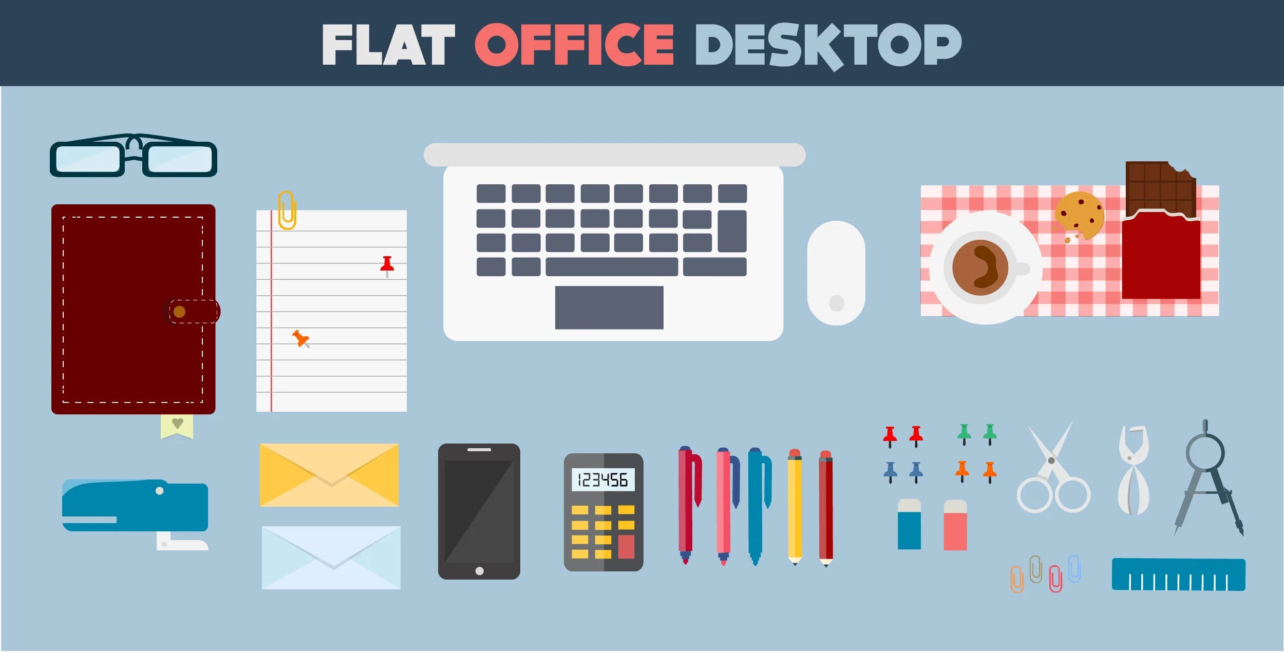 Flat office. Офисные принадлежности флэт. Флэт школьные принадлежности. Канцелярские предметы флэт. Принадлежность флэт.