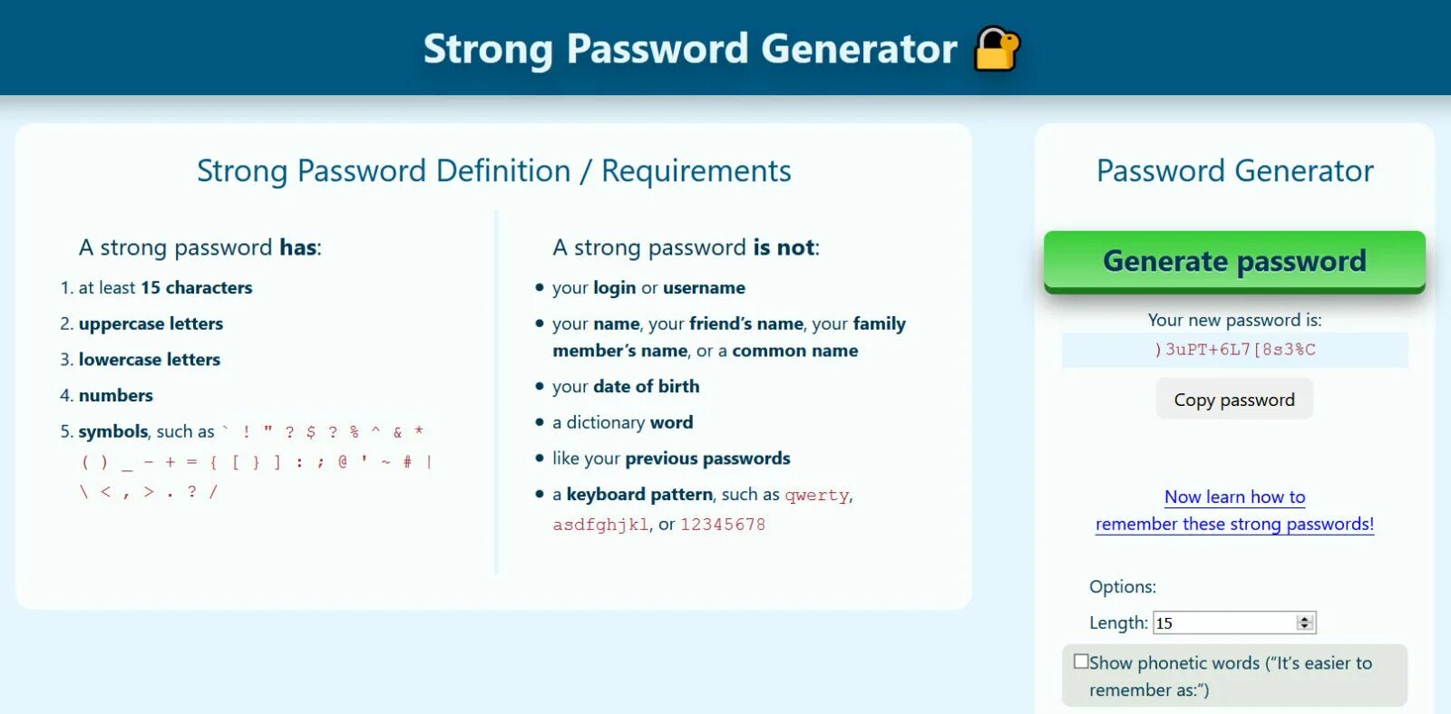 Password requirements. Strong password. Генератор надежных паролей. Генератор случайных паролей. Инструментарий пароль.