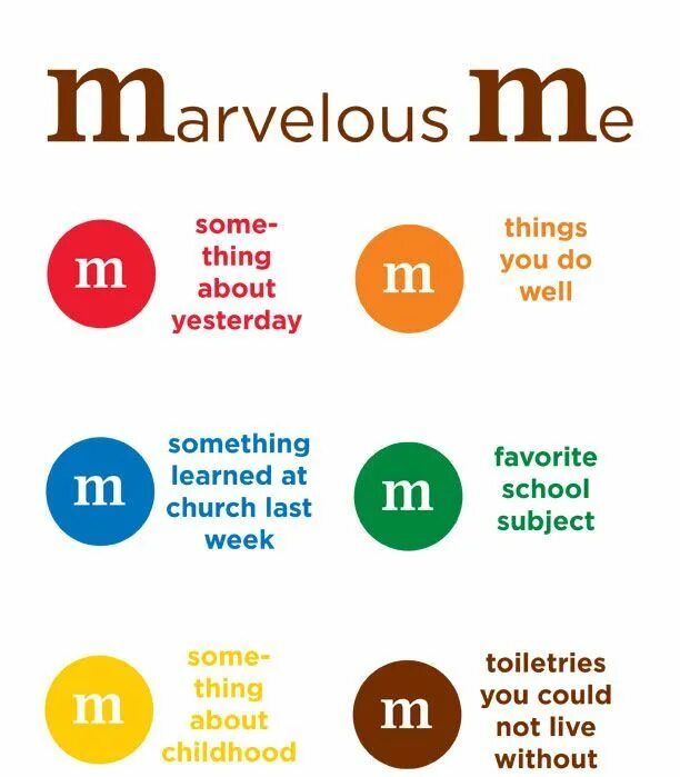 Getting to know games. M MS activity. M&M Icebreaker. Marvelous me. Mms Icebreaker.