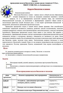 План неделя химии