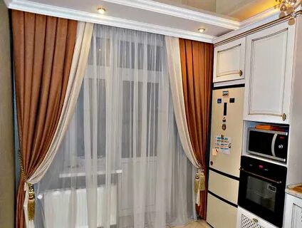 Шторы на кухню длинные