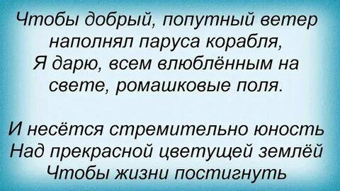 Слова песни ромашково поля