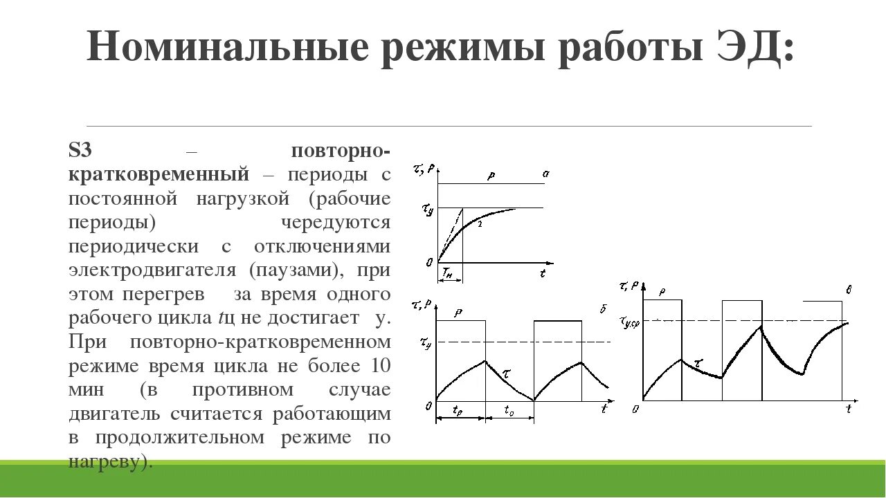 Режим работы s3 электродвигателя. S1 режим работы электродвигателя. Номинальные режимы электродвигателя. Повторно кратковременный режим график.