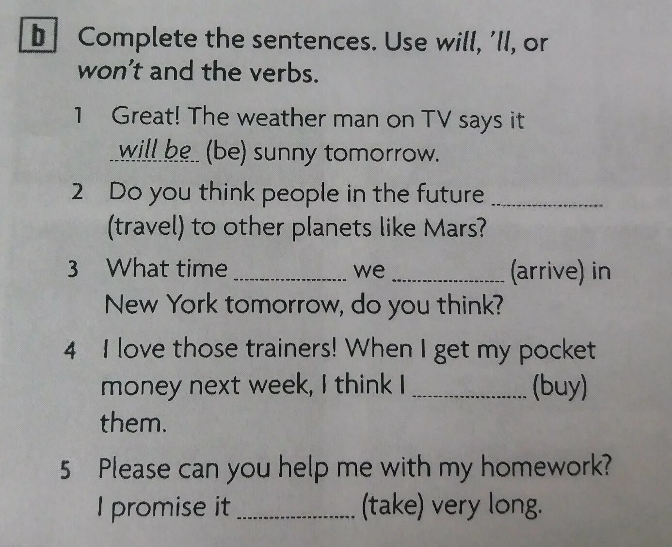 Complete the sentences. Complete the sentences with the. Complete the sentences sentences. Complete the sentences with will or wont. Complete the sentences with wish