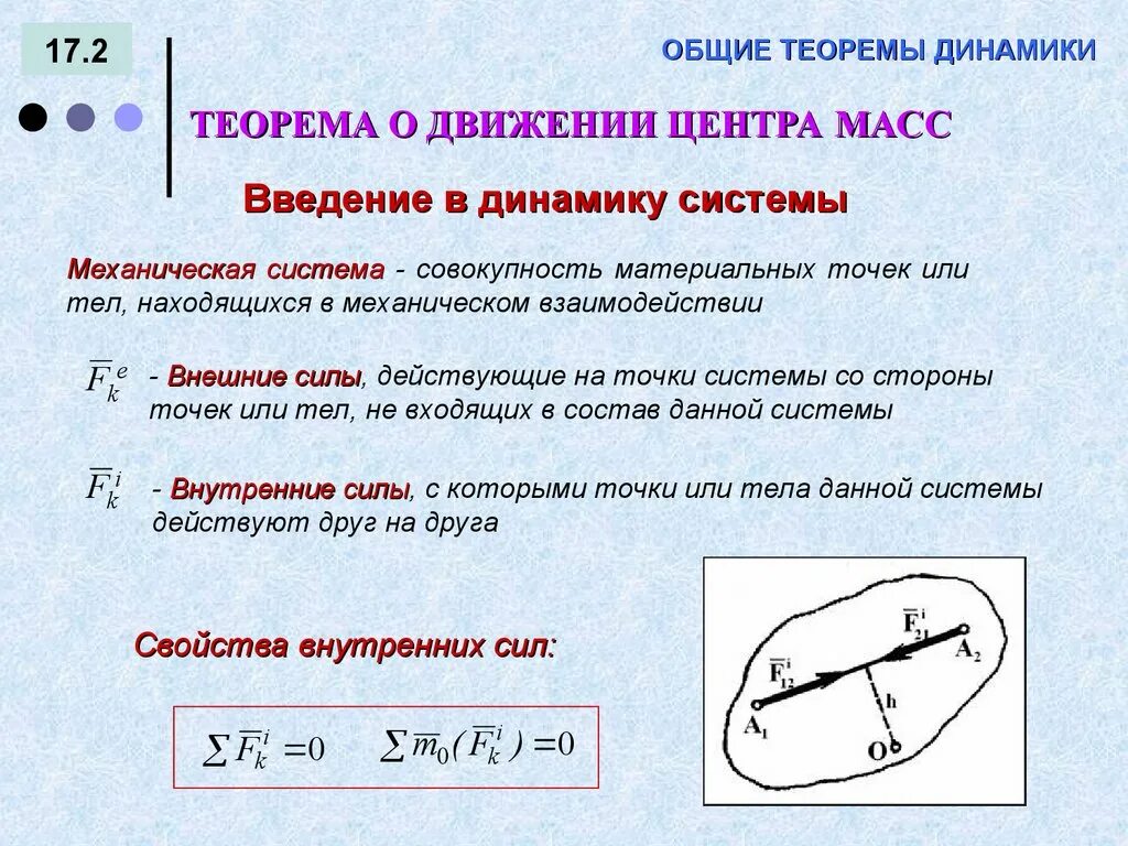 Теоремы динамики механической системы. Внешние и внутренние силы термех. Внешние и внутренние силы теоретическая механика. Силы внешние и внутренние техническая механика. Система сил теоретическая механика