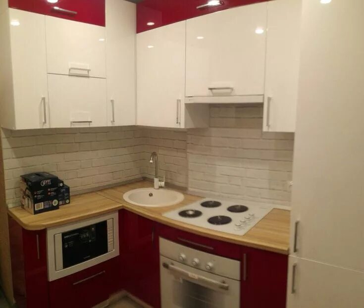 Угловая маленькая кухня Interior design kitchen small, Small apartment kitchen, 