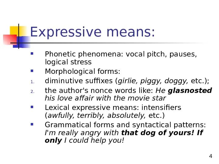 Express meaning. Lexical expressive means. Phonetic phenomena. Expressive language means. Phonetic stylistic devices.