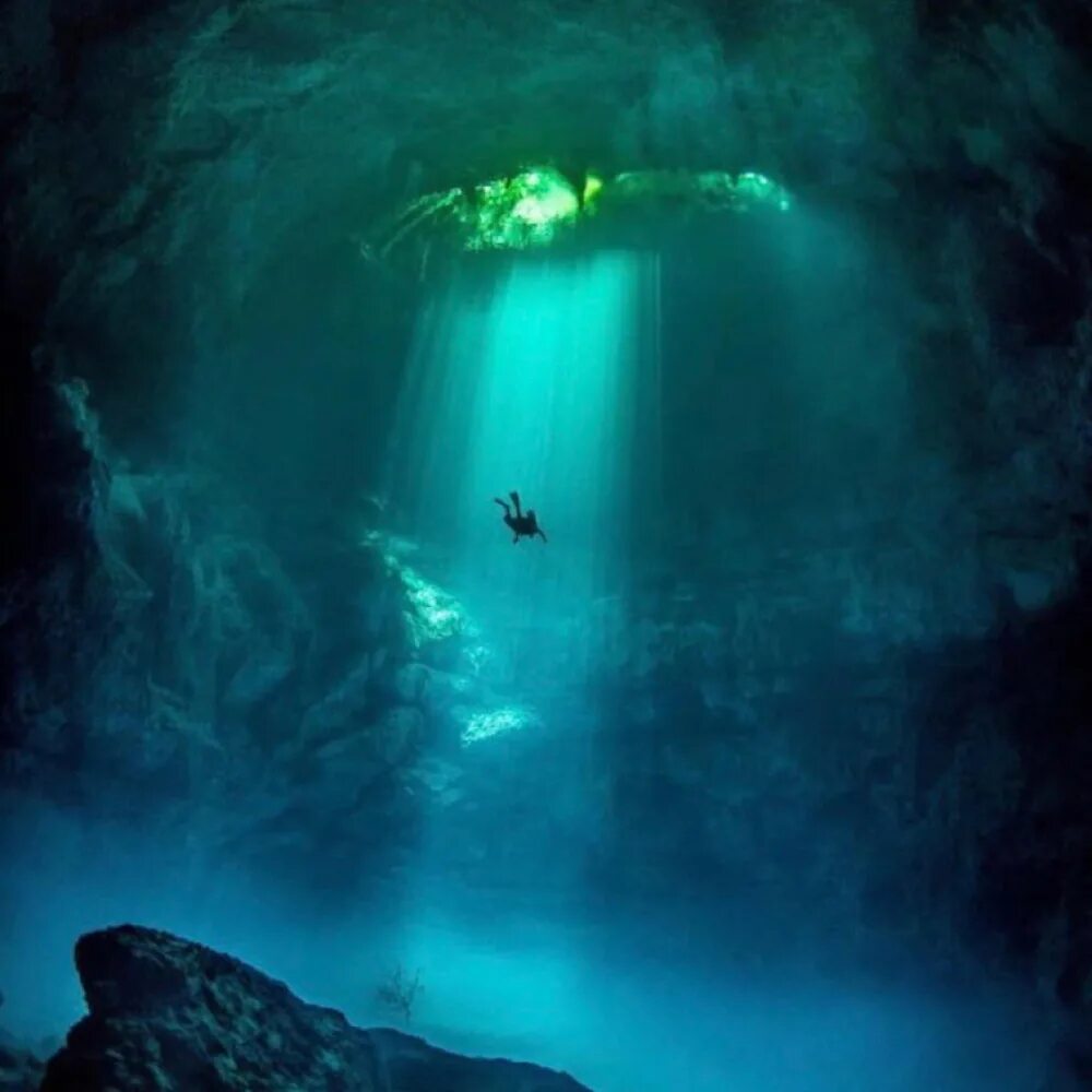 Подводная пещера Сенот. Сенот два глаза. Океаны. Глубина. Морская бездна.