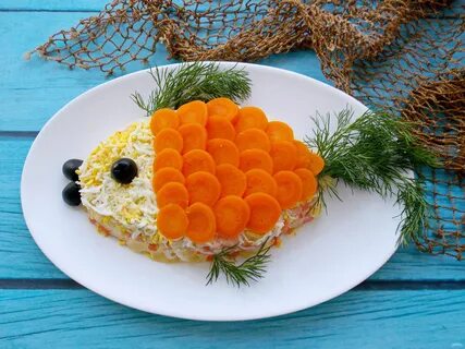 Салат "Золотая рыбка" с семгой - пошаговый рецепт с фото на Повар.ру