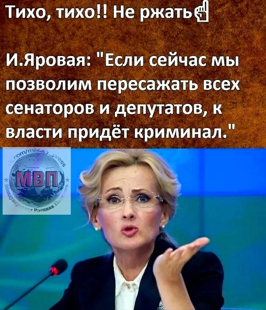 Что будет если к власти придет. К власти придет криминал Яровая. Цитаты Яровая. Женщины политики юмор. Выражения в политике.