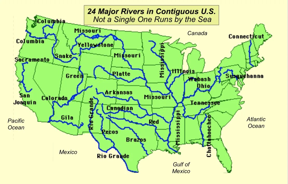 Реки США на карте. Крупные реки США на карте. Реки и озера США на карте. Крупнейшие реки США на карте.